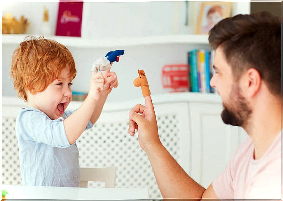 Father playing with his son.