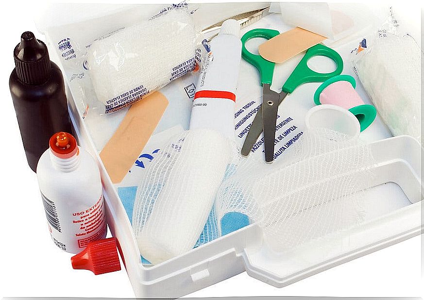 What should the home first aid kit contain?